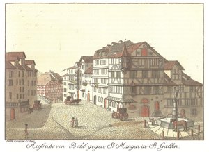 View from Bohl towards St. Mangen in St. Gallen by Zeichner und Kupferstecher